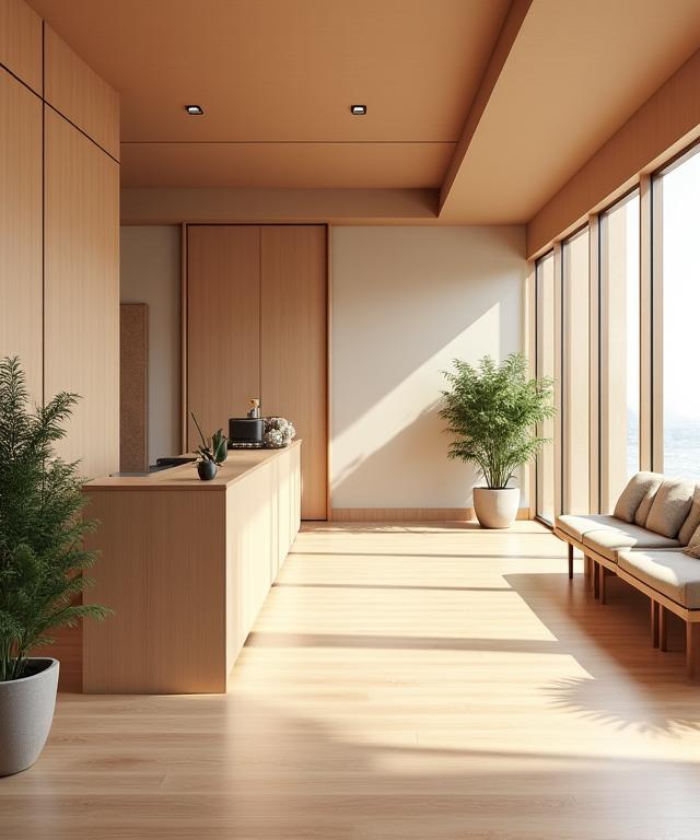 和菓子ペットスイーツの静かでモダンな和風ロビー